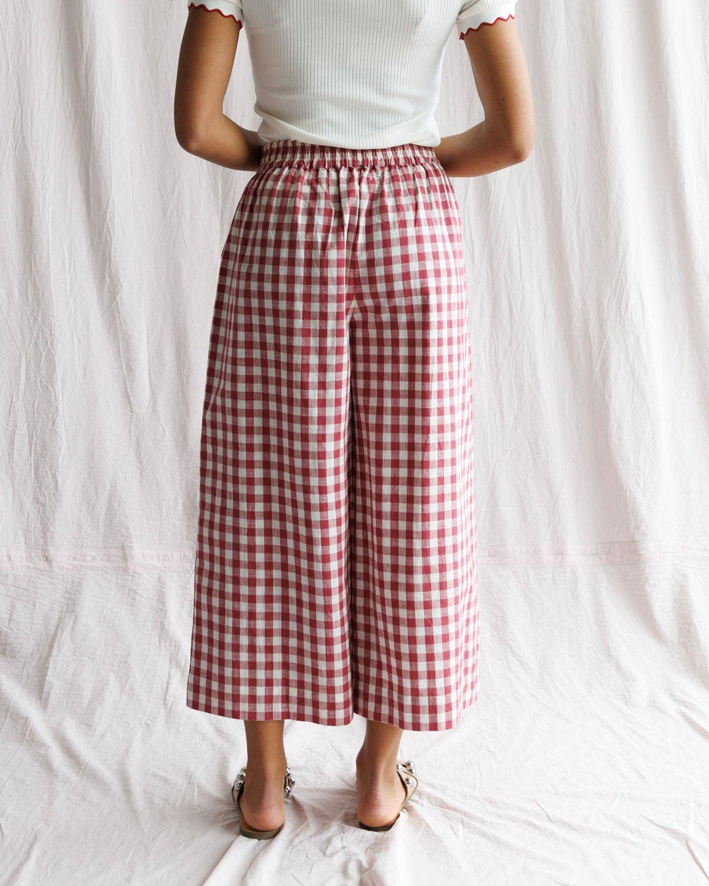 Downeast - Charm Red Gingham Cropped Pant