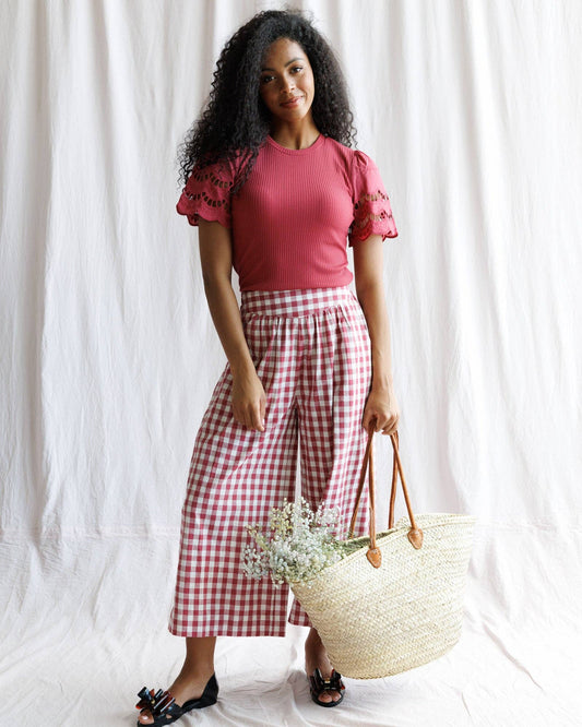 Downeast - Charm Red Gingham Cropped Pant