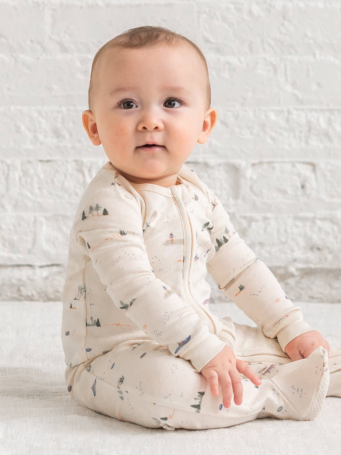 KENDI by Colored Organics - Peyton Zipper Sleeper - Lake / Barn + Mint