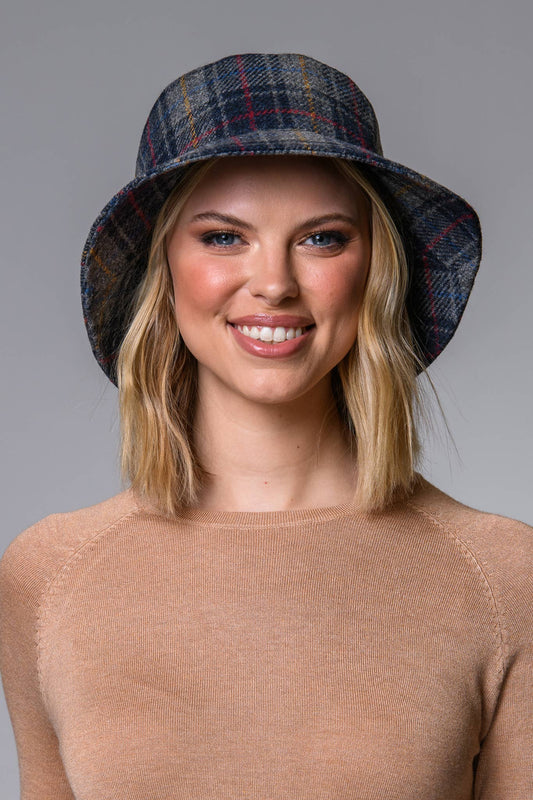 Mucros Weavers Erin Bucket Hat - Blue/Grey