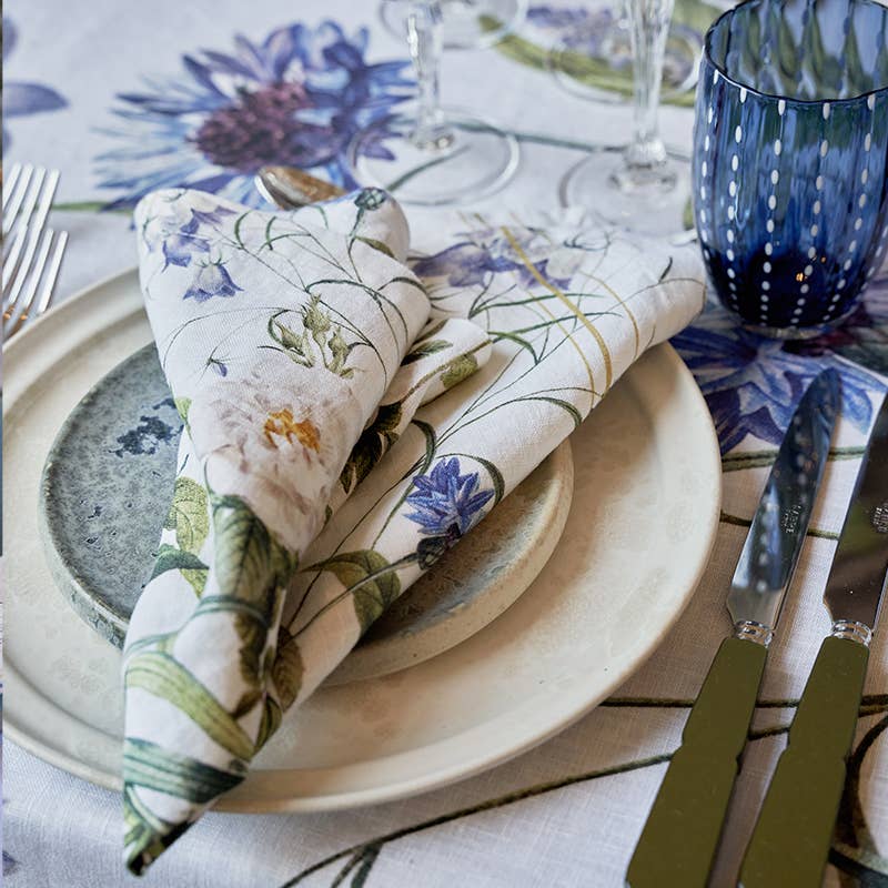 Koustrup & Co. - Blue Flower Garden Linen Napkins Set/4