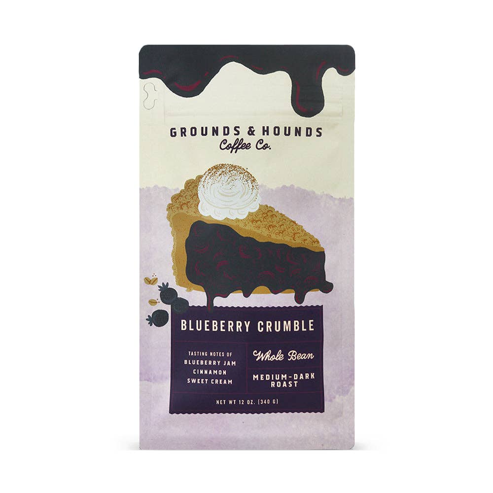 Grounds & Hounds - Blueberry Crumble Flavored Coffee - Whole Bean
