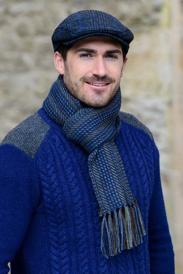Mucros Weavers - Men's Tweed Trinity Cap - Blue
