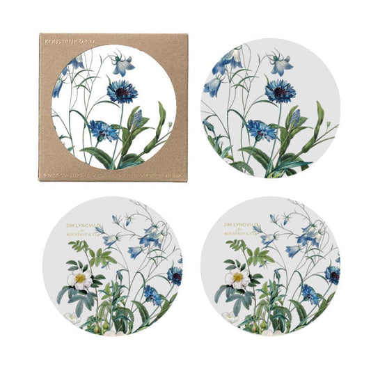Koustrup & Co. - Blue Flower Garden 2 Sided Coaster - Set of 4
