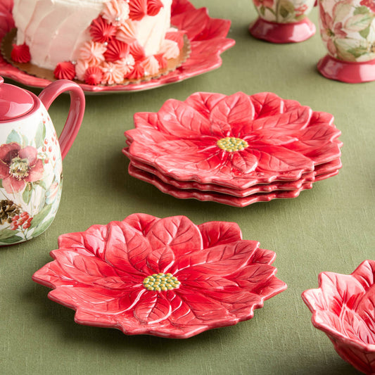 Winter Blooms 3-D Poinsettia Dessert Plate