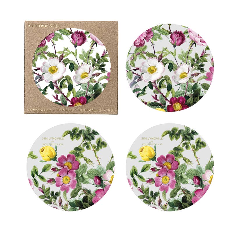 Koustrup & Co. - Rose Flower Garden 2 Sided Coaster - Set of 4