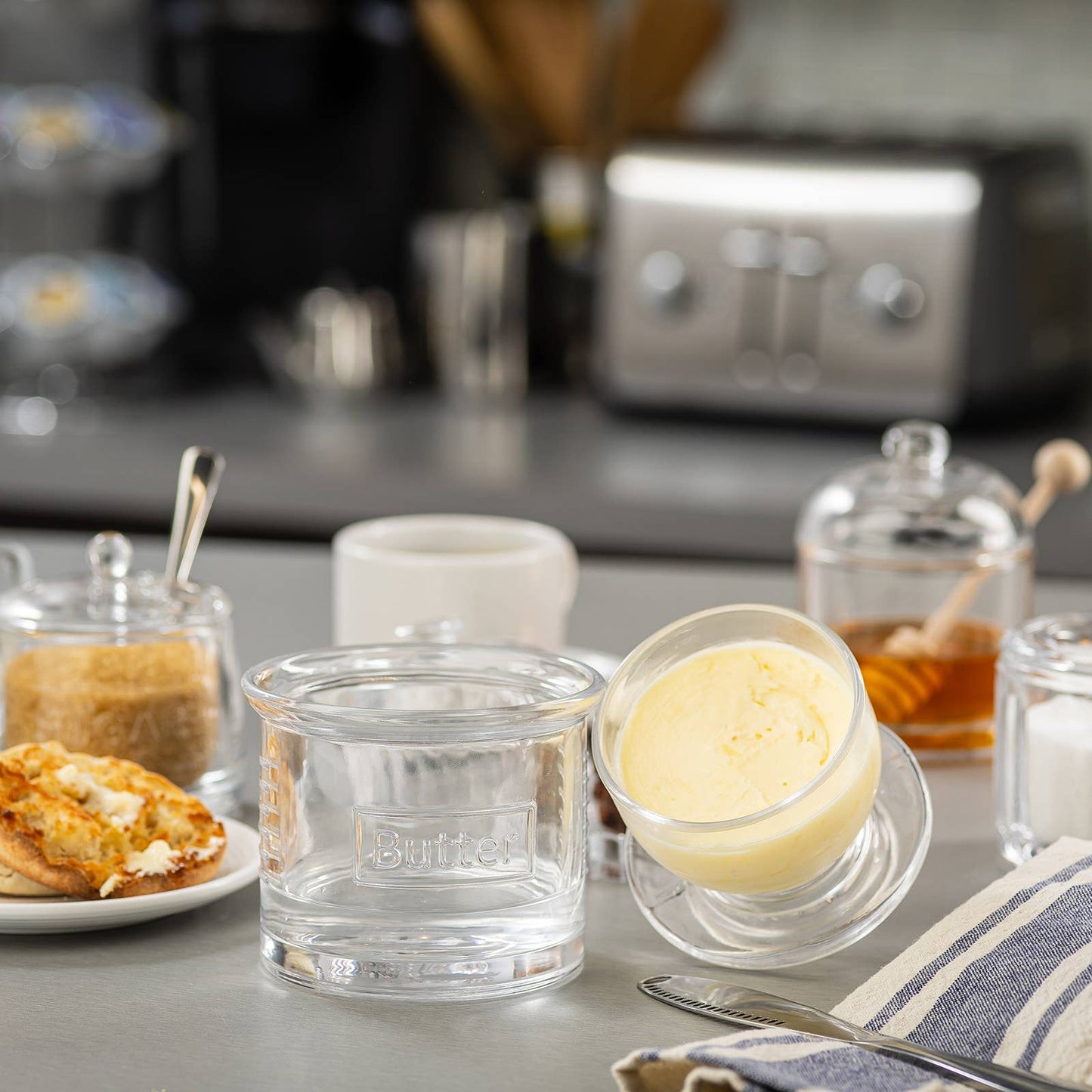 Glass French Style Butter Crock