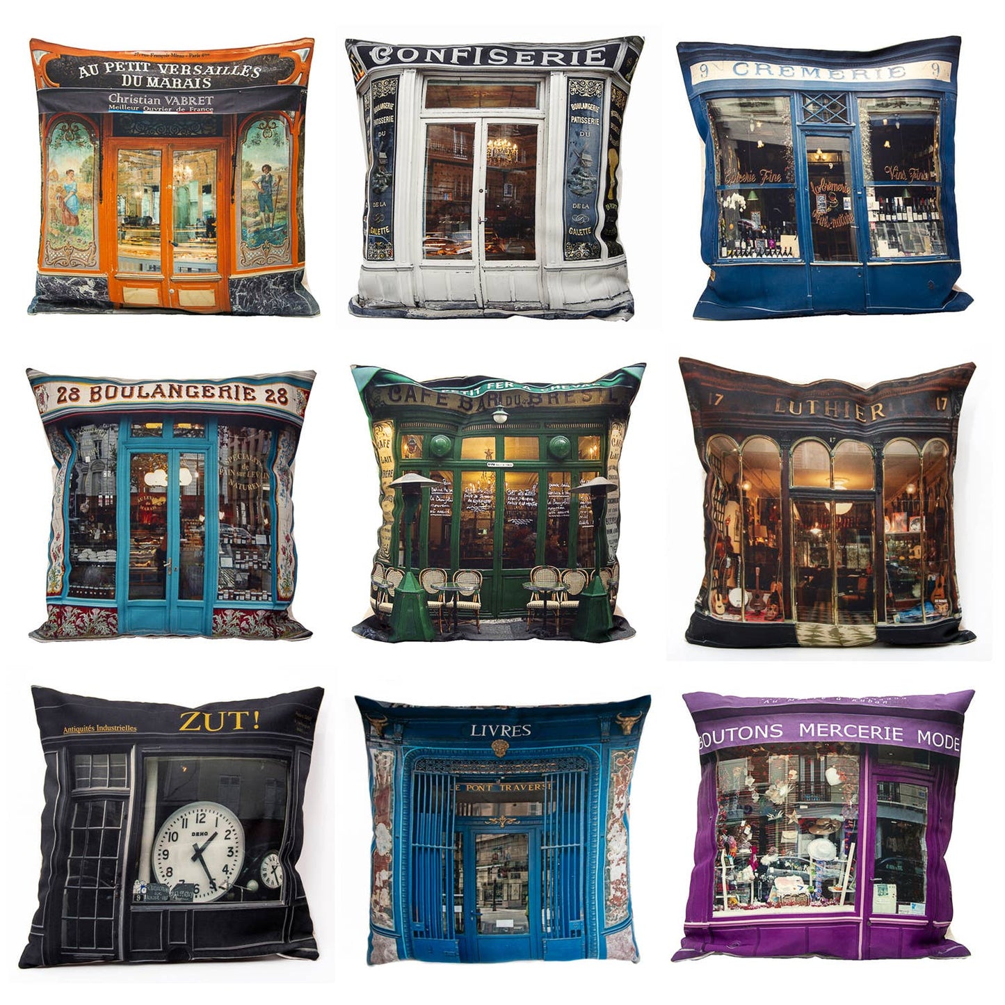 Maron Bouillie - Paris Devanture Cremerie Cushion Cover