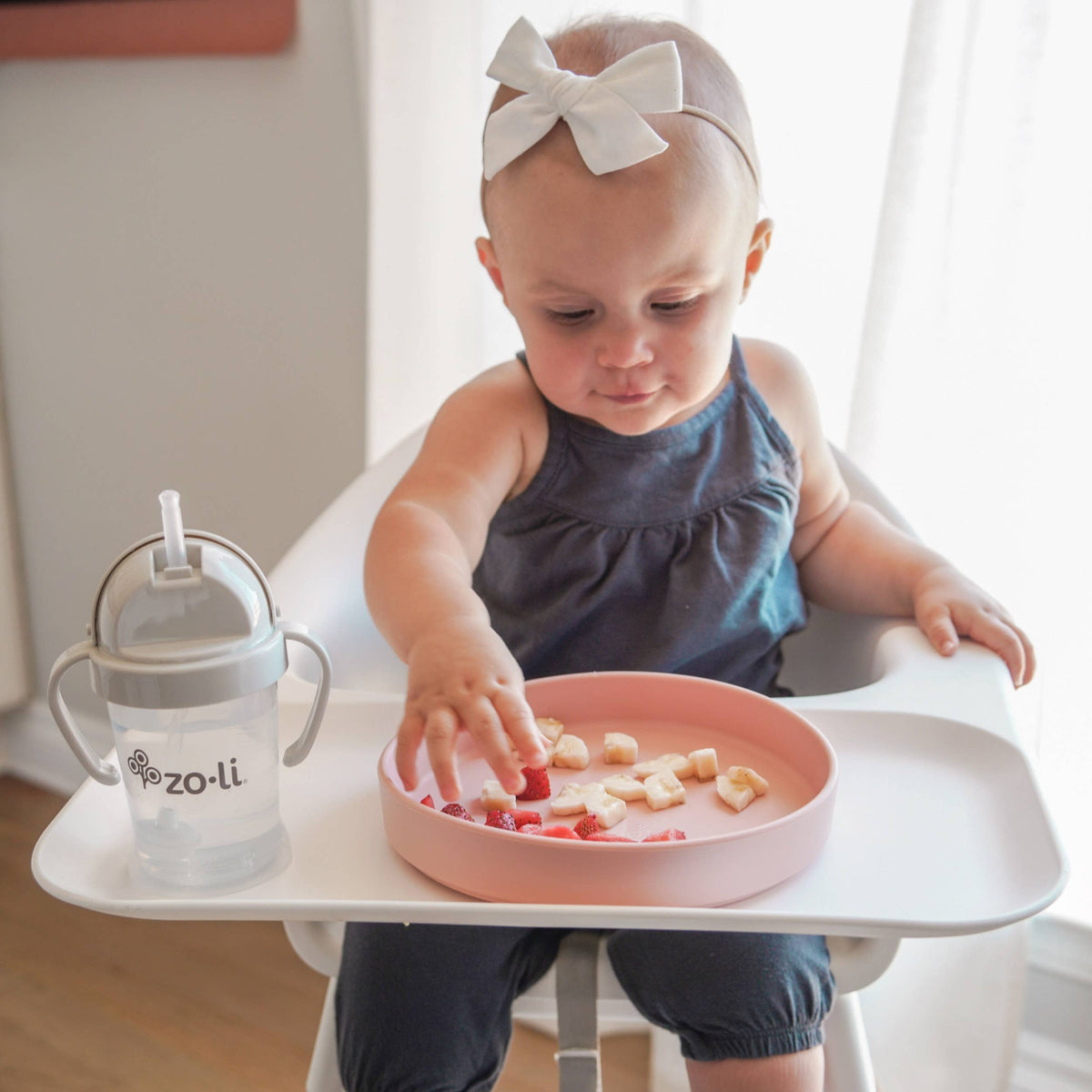 ZoLi - Silicone toddler feeding set - NOSH, GULP, CHOMP sage green
