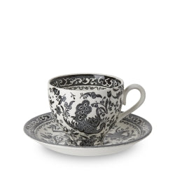 Black Regal Peacock Teacup & Saucer