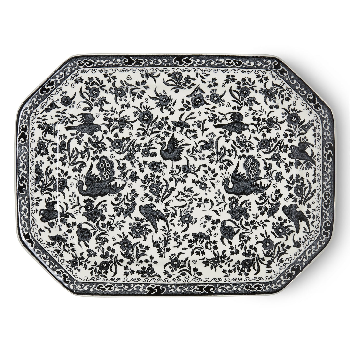 Black Regal Peacock Rectangular Dish