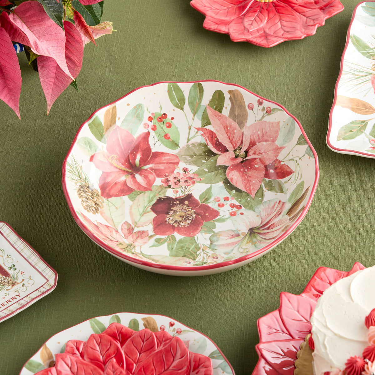 Winter Blooms Serving Bowl