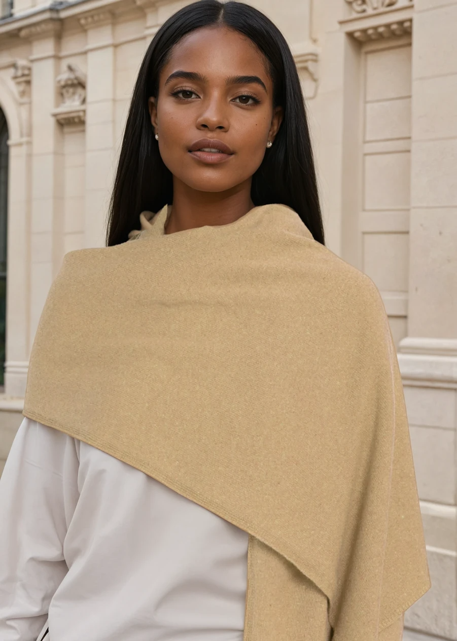 and for Good - Bedford Recycled Cashmere Wrap Scarf - Camel