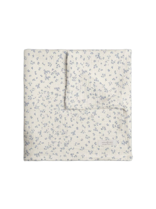 KENDI by Colored Organics - Muslin Swaddle Blanket - Rosebay Floral / Coconut + Sea