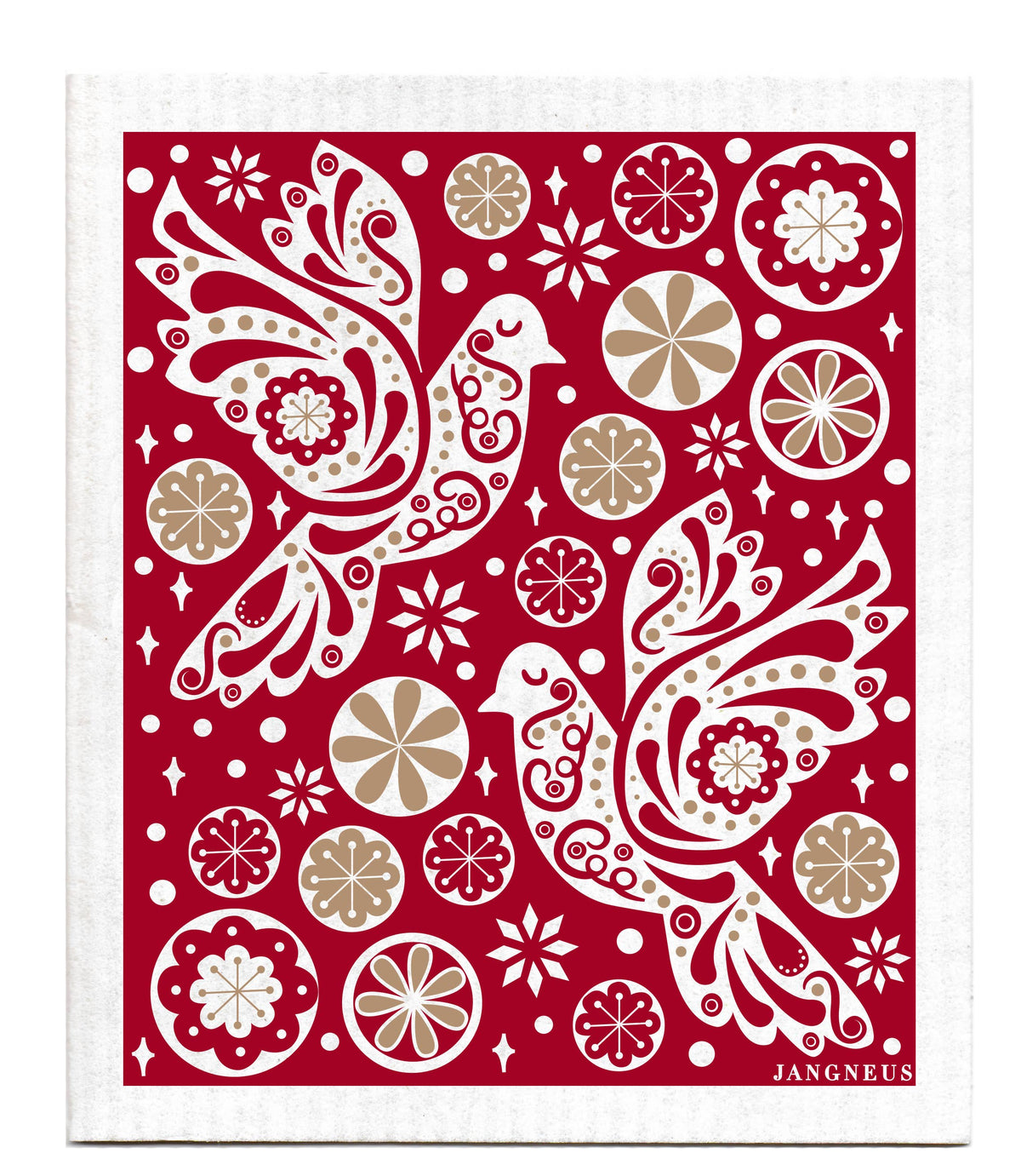 Jangneus - Swedish Dishcloth - Doves - Red
