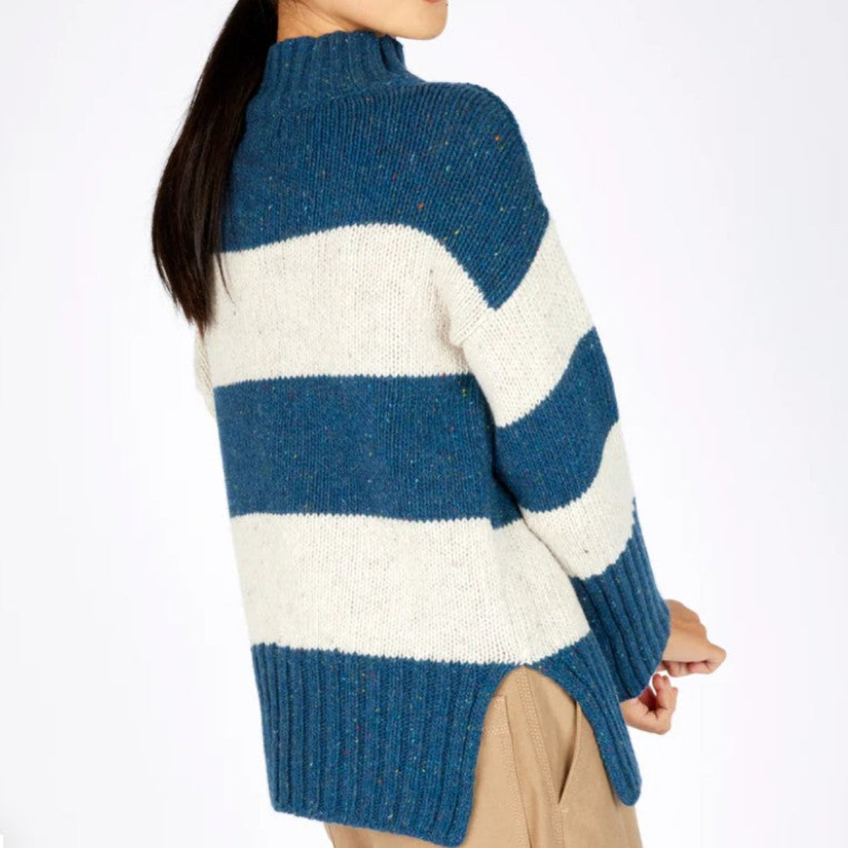 IrelandsEye Women's Arna Stripe Funnel Neck - Ink Marl