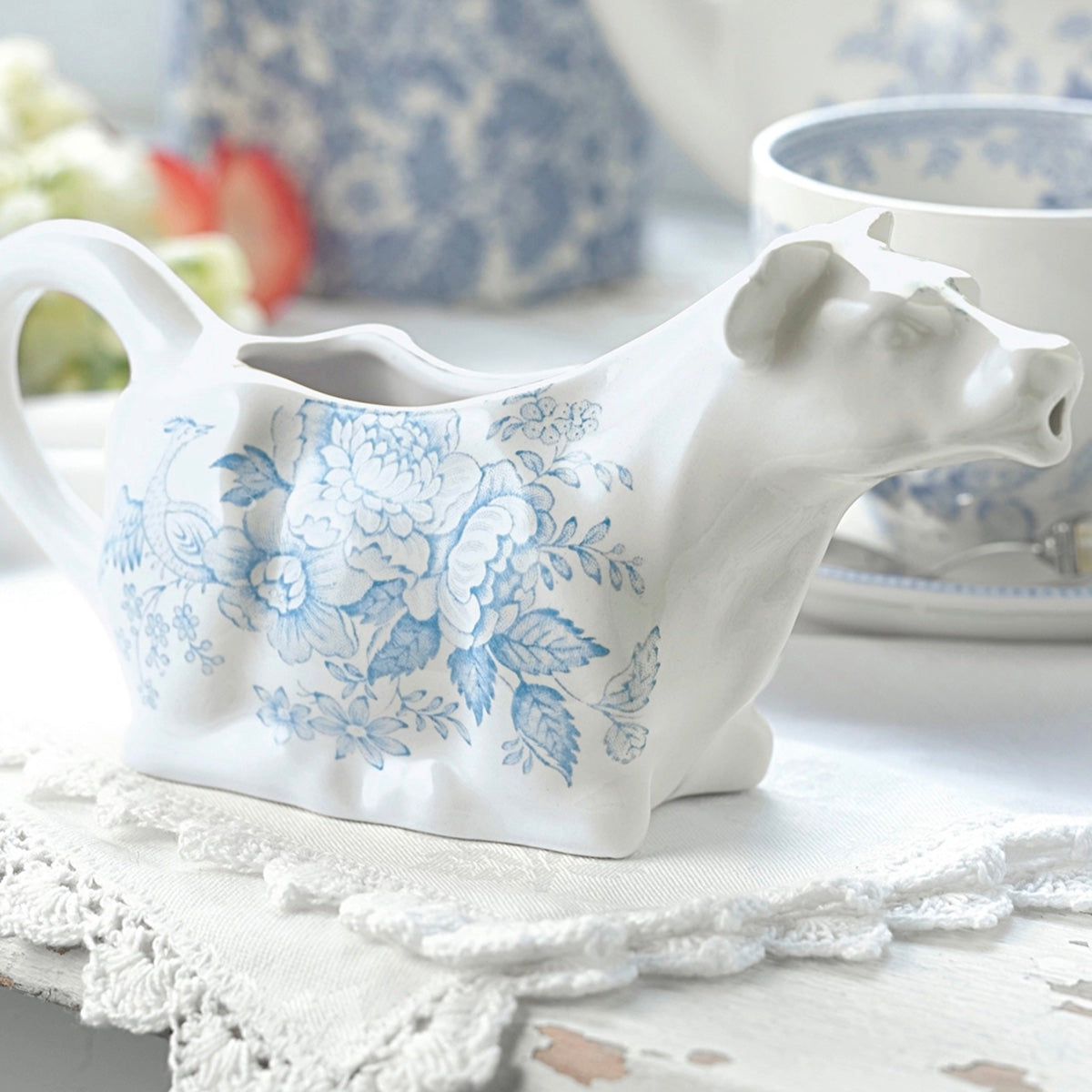 Blue Asiatic Pheasants Cow Creamer