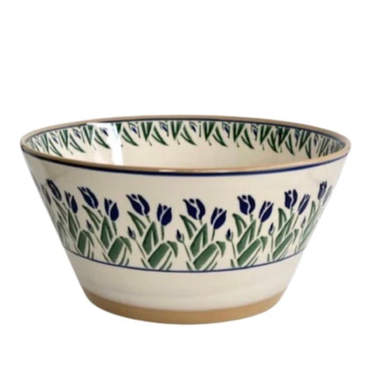 Blue Blooms Large Angled Bowl