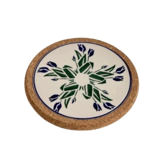 Blue Blooms Round Trivet