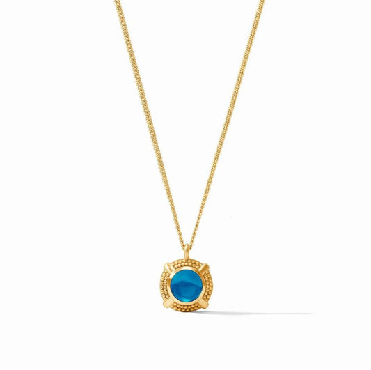 Julie-Vos-Cabochon-Solitare-Necklace-Iridescent-London-Blue