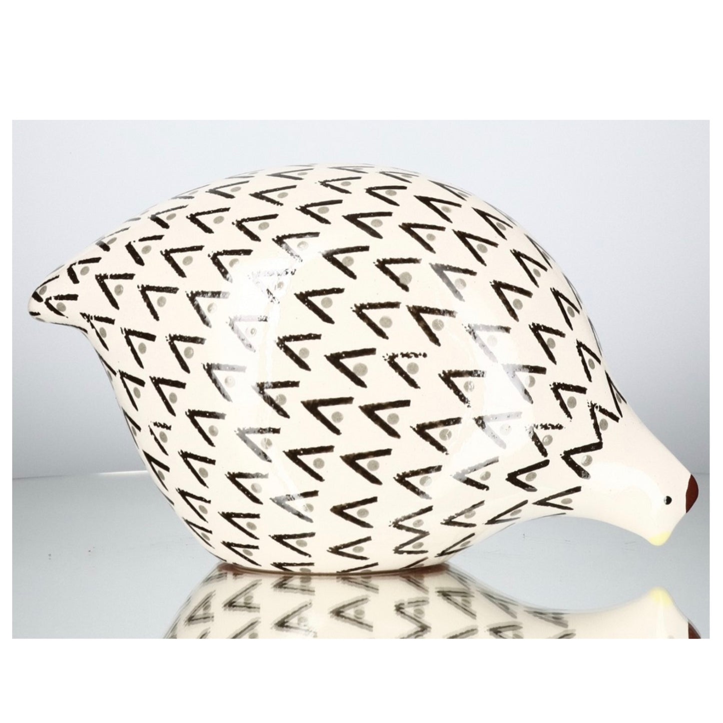 Ceramic Quail White Spotted Black