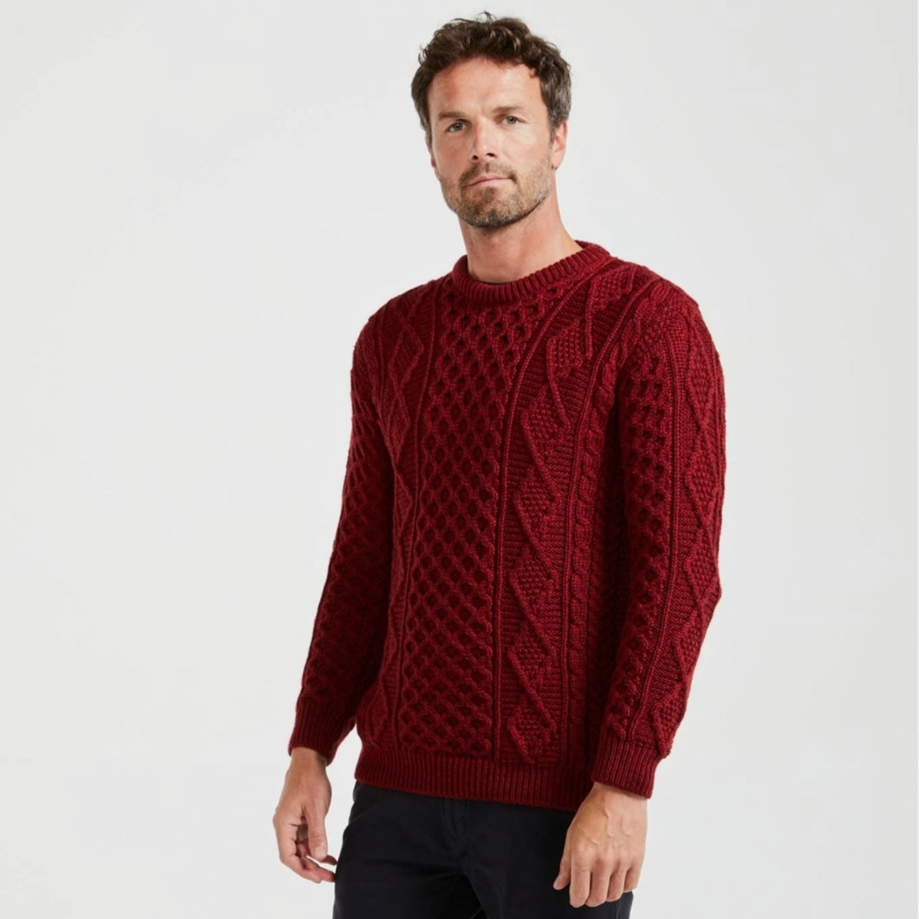 Eireann Men's Traditional Aran Supersoft Sweater - Rua Red