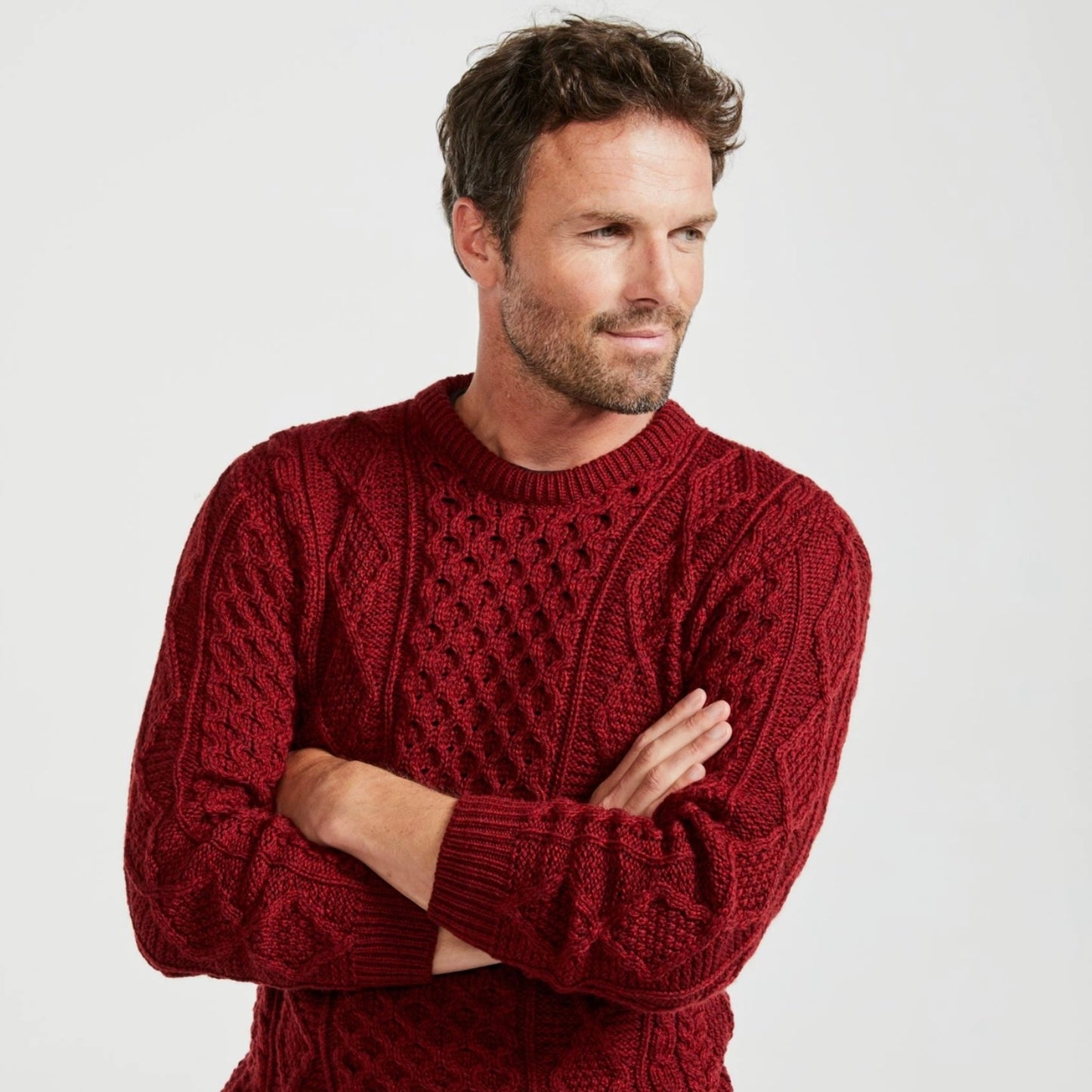 Eireann Men's Traditional Aran Supersoft Sweater - Rua Red