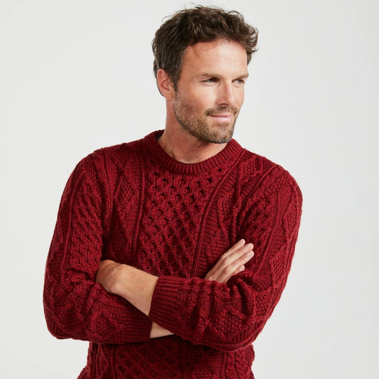 Eireann Men's Traditional Aran Supersoft Sweater - Rua Red