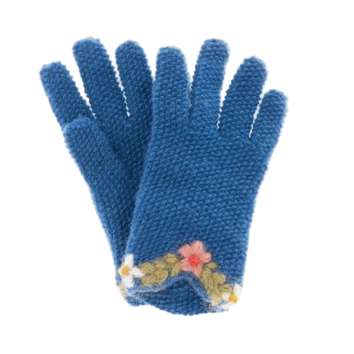 French Knot Eleanor Gloves - Blue