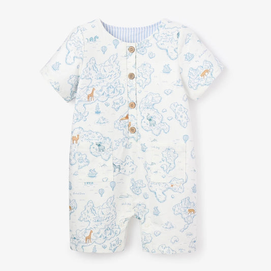 Elegant Baby Blue Map Print Shortall