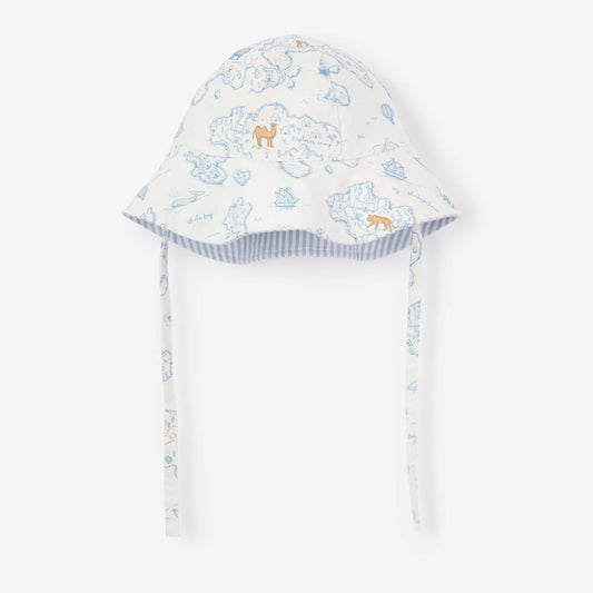 Elegant Baby Map Print Reversible Sun Hat