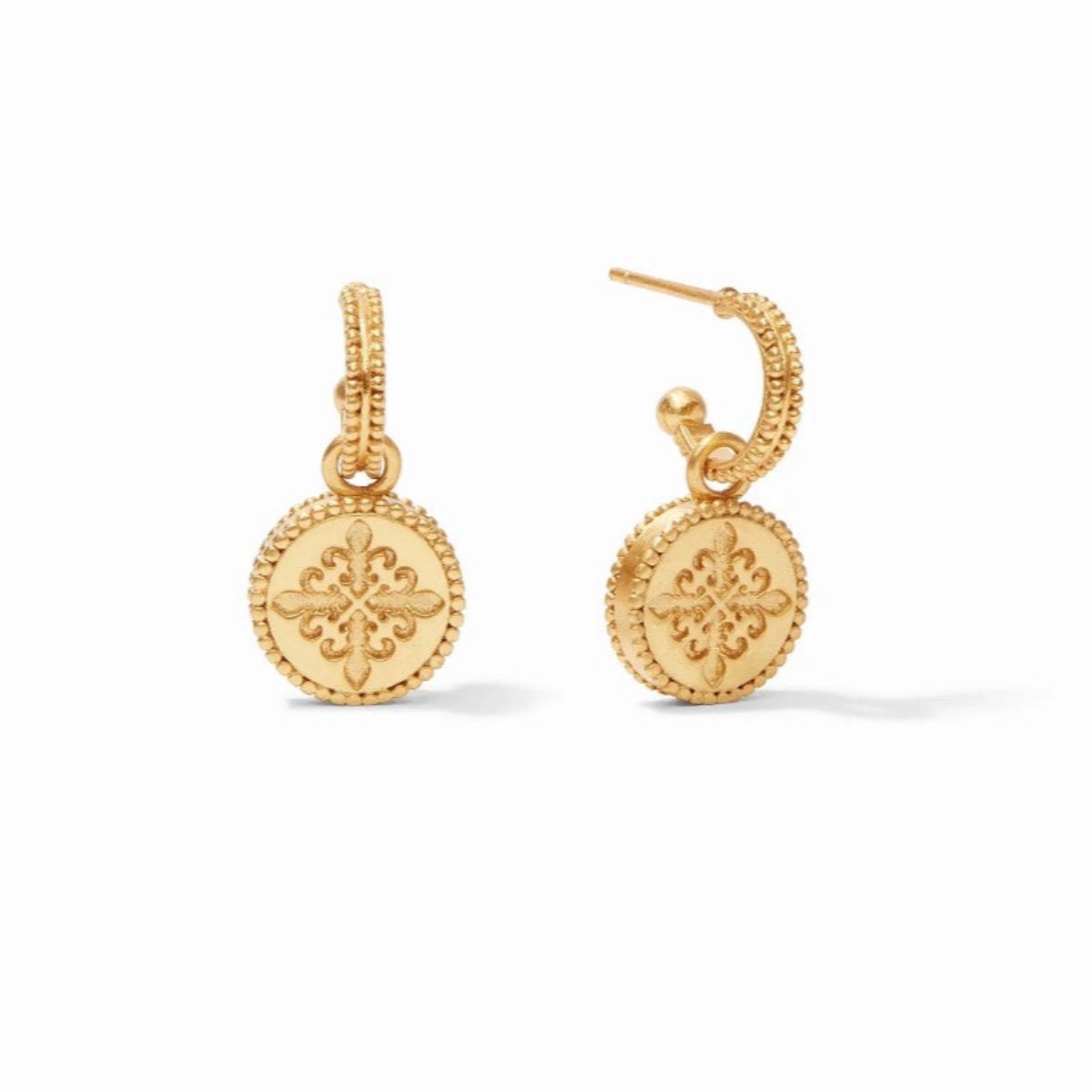 Julie-Vos-Fleur-de-Lis-Hoop-Charm-Earring