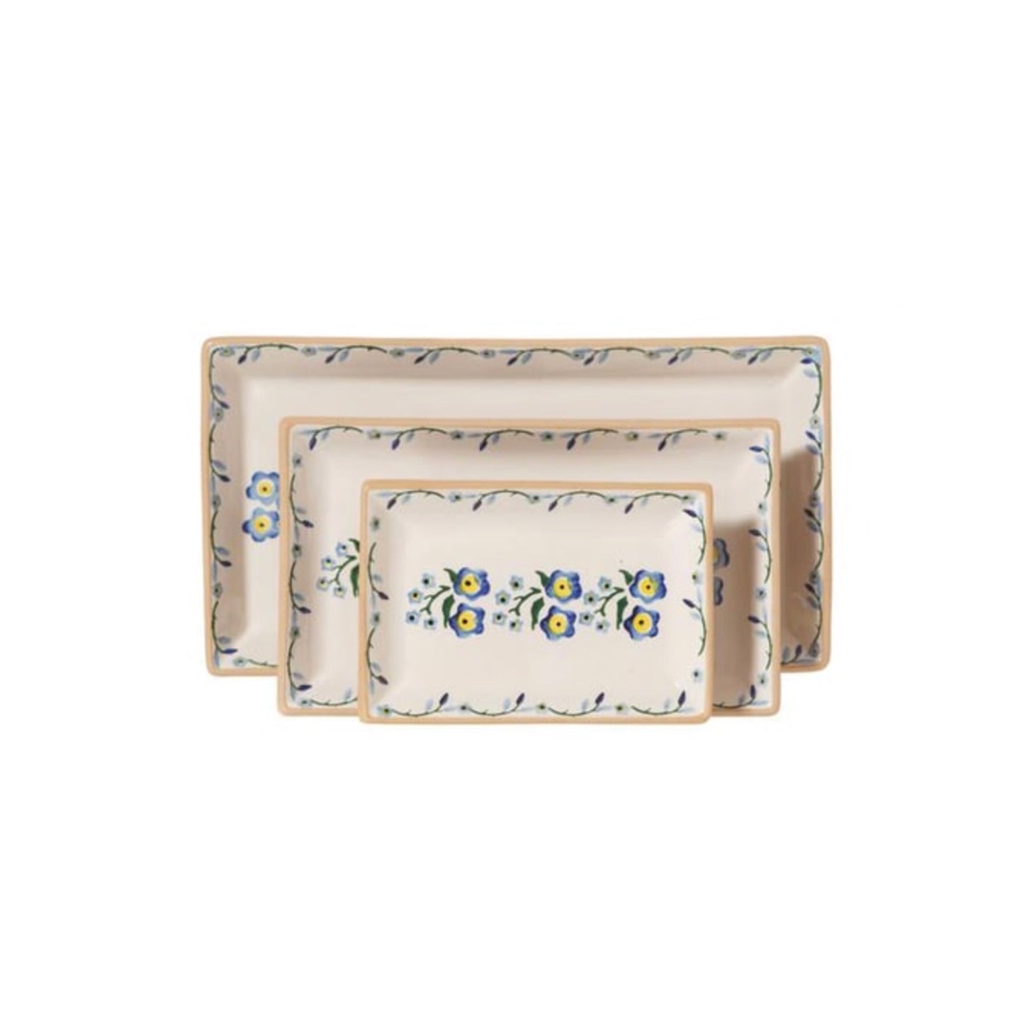 Forget Me Not Rectangle Plate Set/3