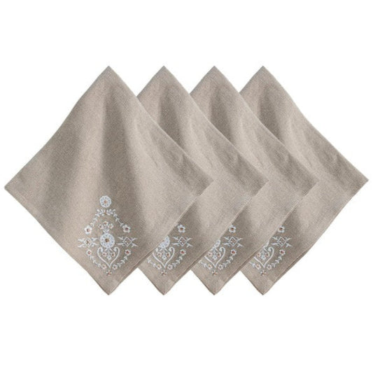 Juliska Heidi Embroidered Napkin Set/4 - Natural