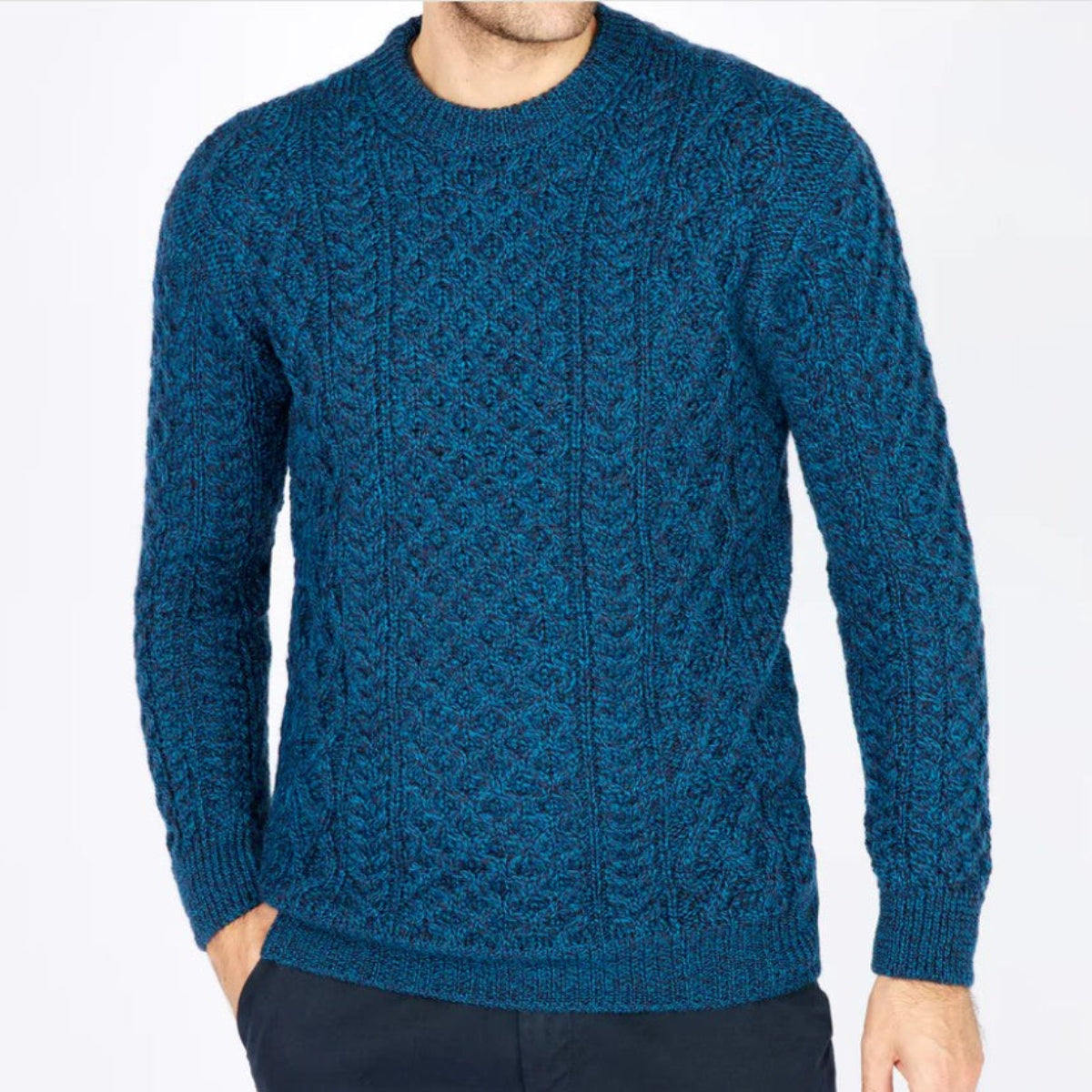 IrelandsEye Men's Honeycomb Stitch Sweater - Petrol Marl
