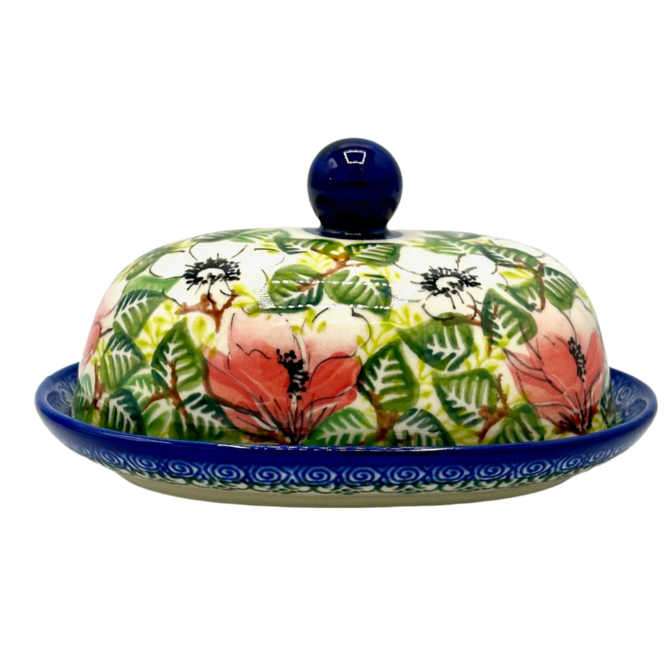 Polish Pottery Small Floral Butter Dish - Art 2 08-0355 A2