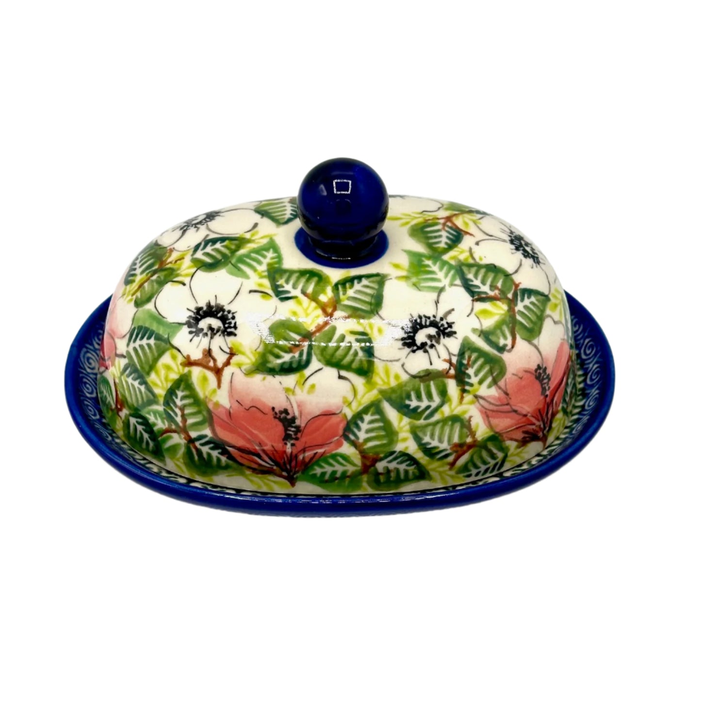 Polish Pottery Small Floral Butter Dish - Art 2 08-0355 A2