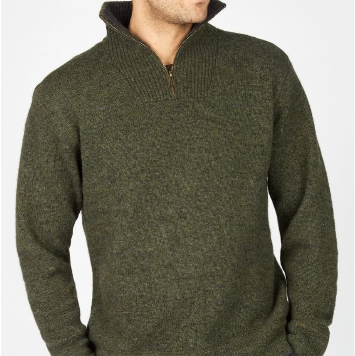 IrelandsEye Men's Half Zip Sweater - Green Marl