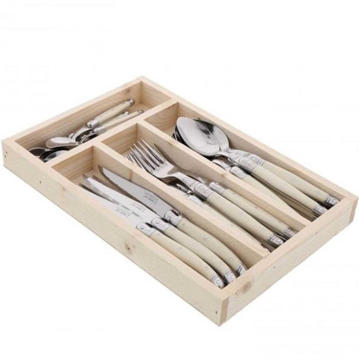 Jean Dubost - Laguiole 24 Piece Everyday Flatware Set - Ivory