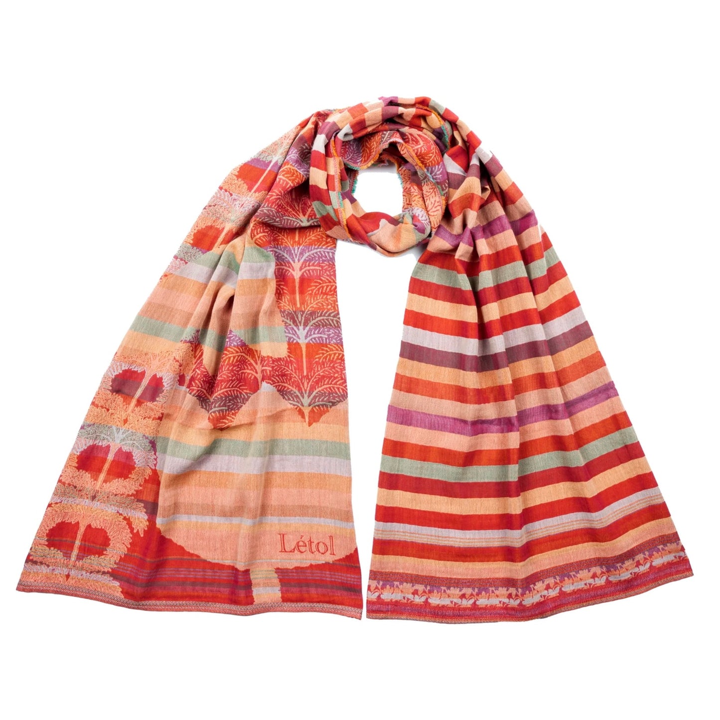 Létol Eulalie Multico Red Organic Cotton Scarf
