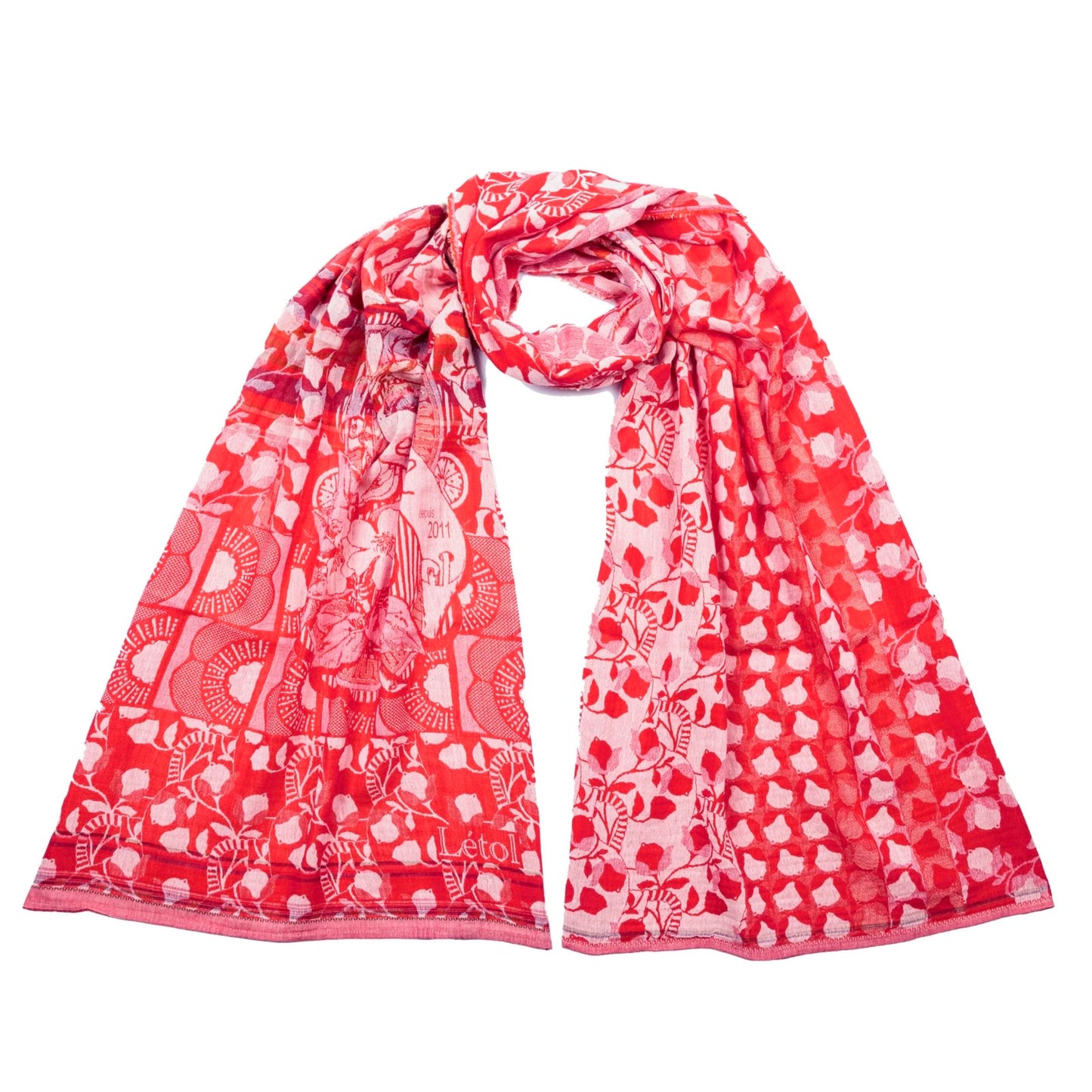 Létol Lino Cerise Red Organic Cotton Scarf