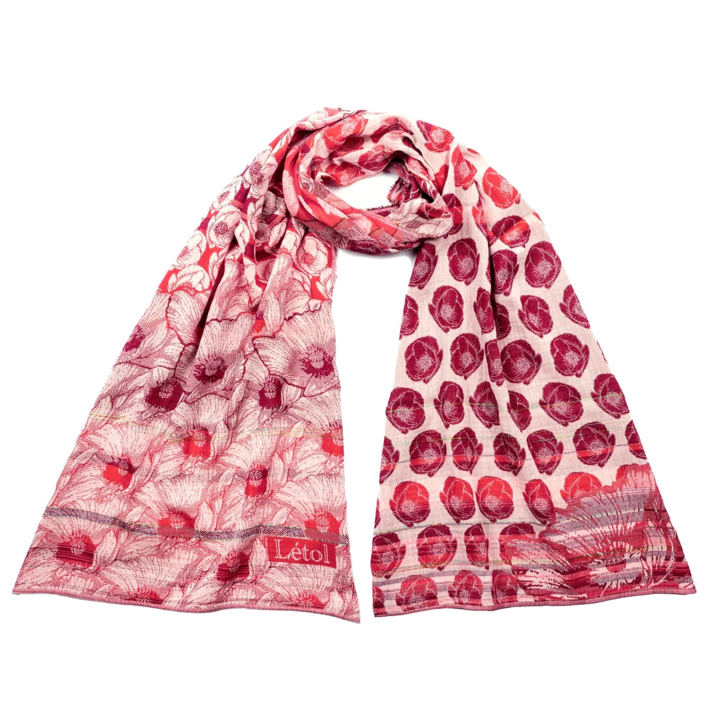 Létol Stephanie Coquelicot Red Organic Cotton Scarf