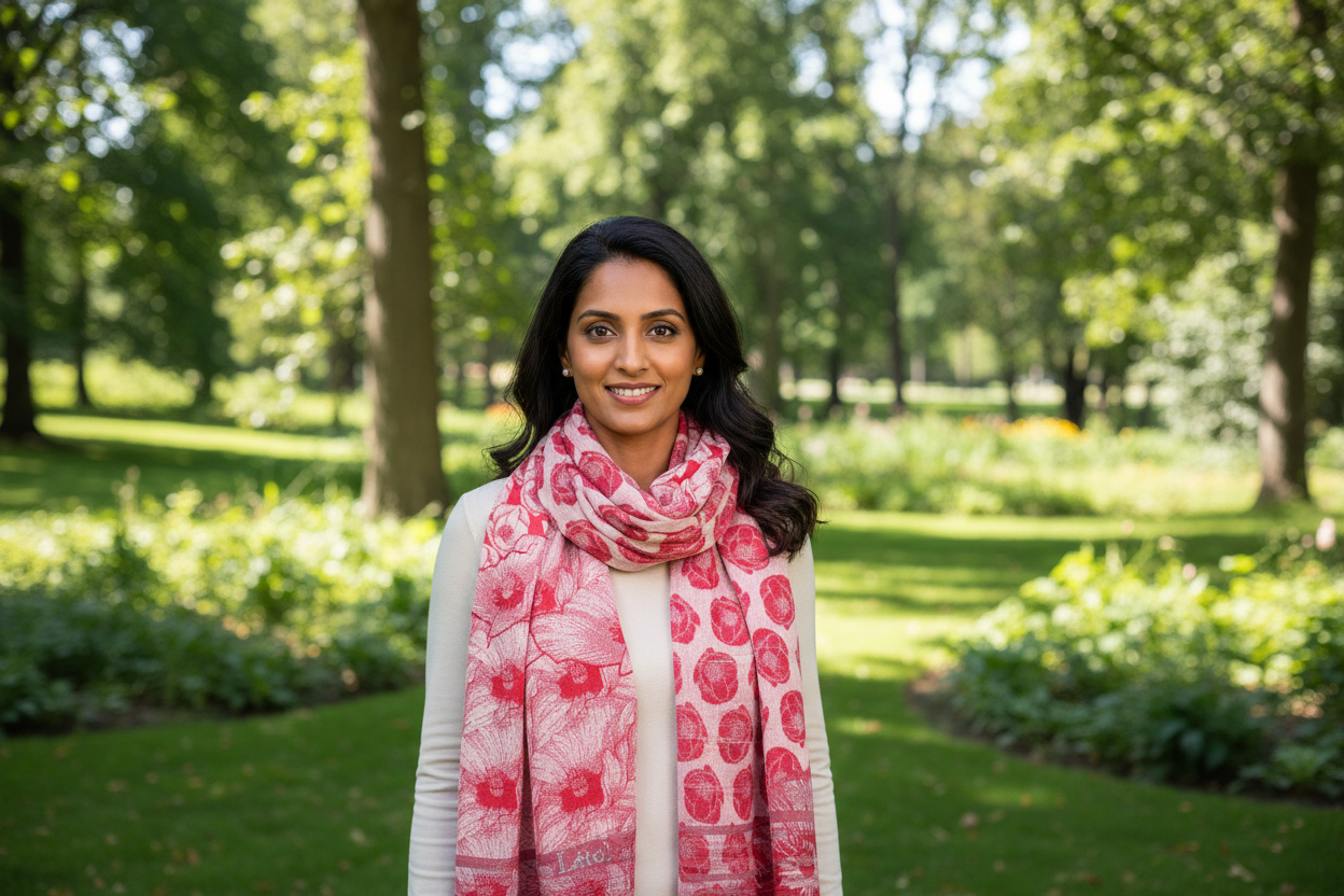 Létol Stephanie Coquelicot Red Organic Cotton Scarf