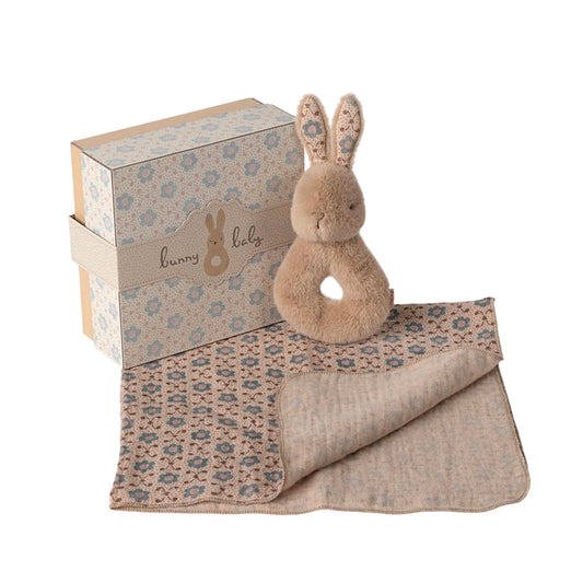 Maileg Rabbit Rattle Set - Cream Peach