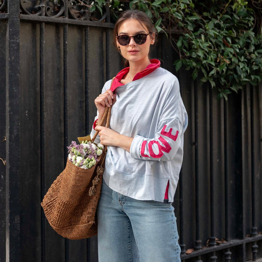 Mersea Amour Applique Tee - Crystal Blue / Pink - One Size