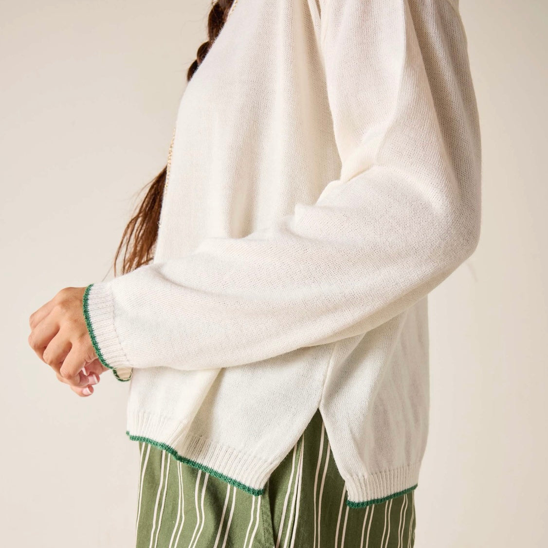 Mersea Cardiff Sweater - White/Jungle