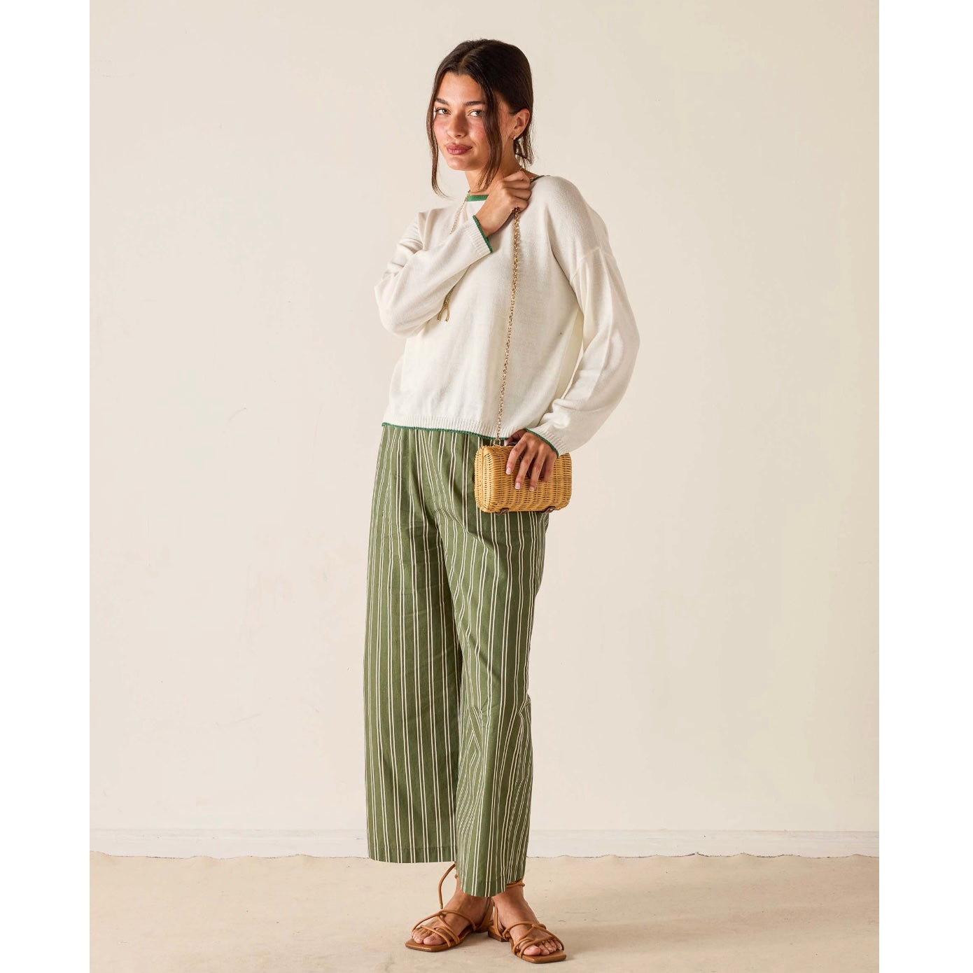 Mersea Cardiff Sweater - White/Jungle