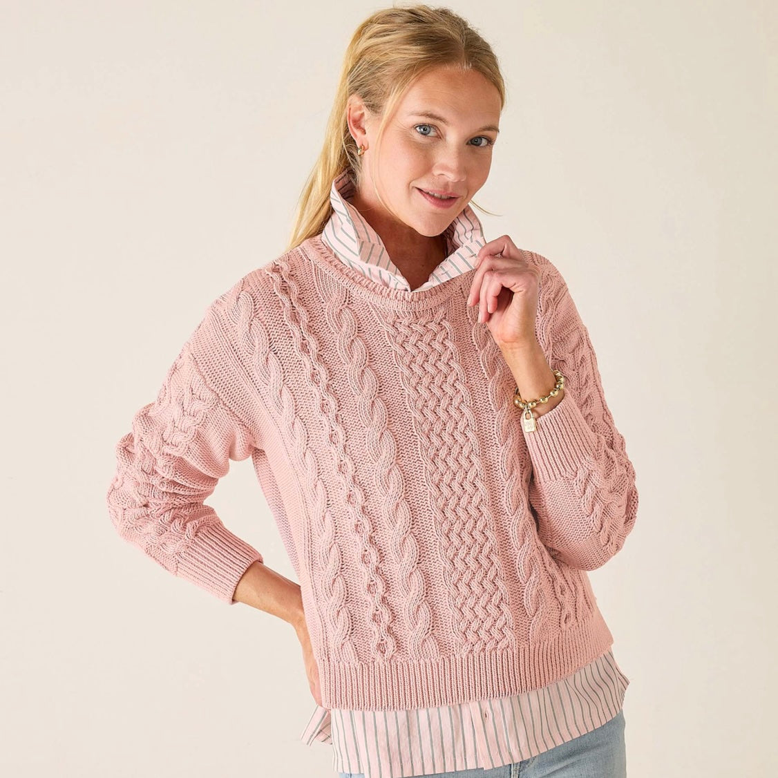 Mersea Fisherman Crewneck Pullover - Water Lily