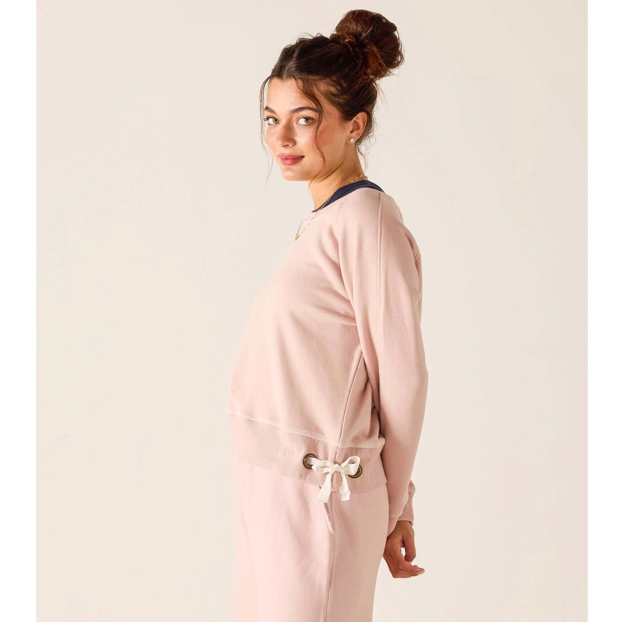 Mersea Frenchie Tie Side Crewneck - Mineral Pink