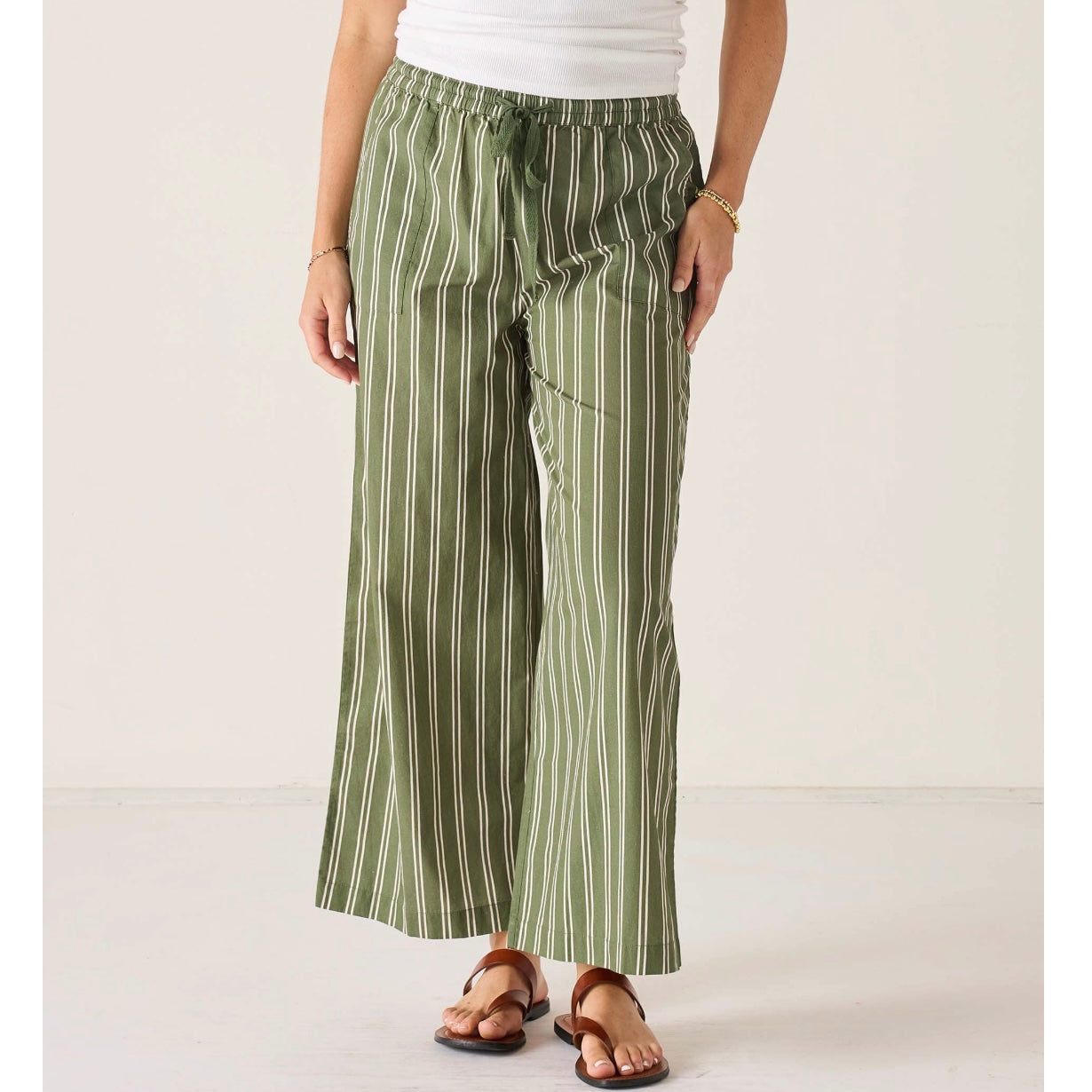 Mersea Porto Poplin Drawstring Pant - Sea Moss Stripe